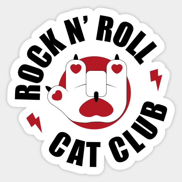 Rock and Roll Cat Club Sticker by gastaocared